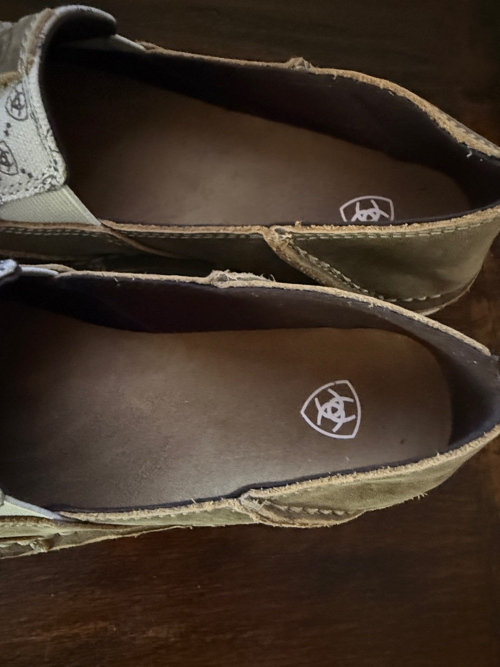 Ariat Beige Canvas Slip-Ons with Brown Logo Accents - Picture 4 of 6